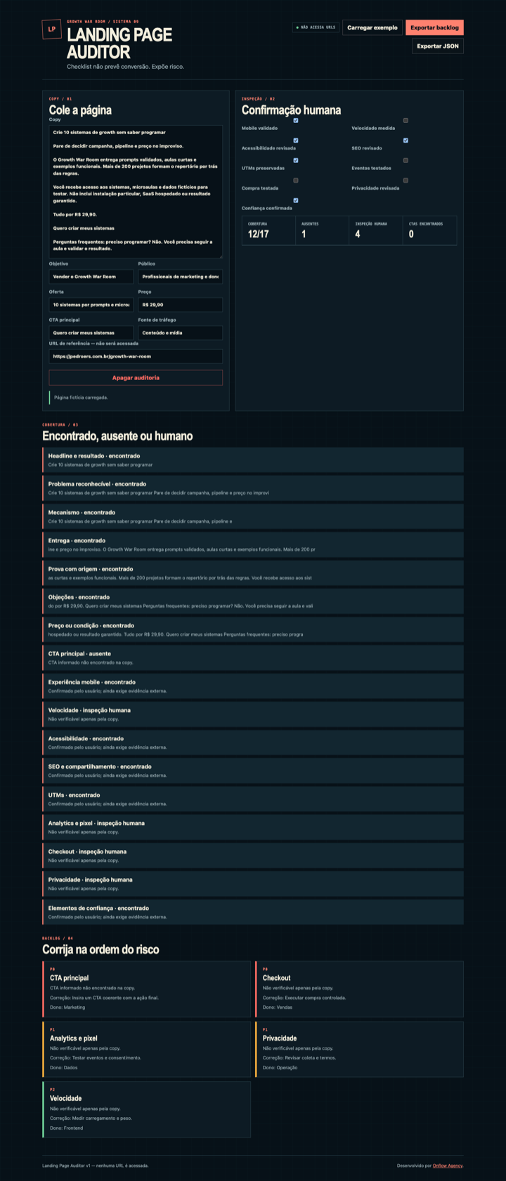 Landing Page Auditor UI